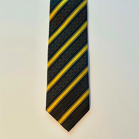 Striped black and gold men's dressy tie - Picture 1 of 6